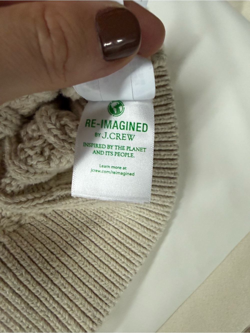 J.Crew Re-Imagined Heritage Cotton Cable Knit Cricket Sweater Ivory Sz L - Picture 4 of 4